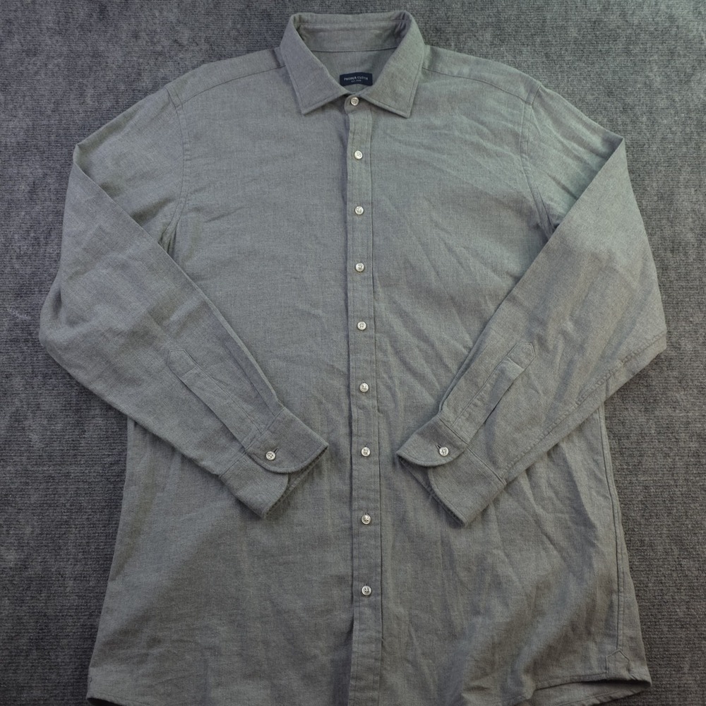 Proper Cloth Dress Shirt 17.5 36 Gray‎ Solid Point Collar Cotton Flannel?